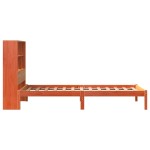 vidaXL Pat cu bibliotecă fără saltea, maro, 90x200 cm, lemn masiv pin vidaXL Pat cu bibliotecă fără saltea, maro, 90x200 cm, lemn masiv pin