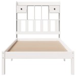 vidaXL Pat cu bibliotecă fără saltea, alb, 75x190 cm, lemn masiv pin