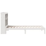 vidaXL Pat cu bibliotecă fără saltea, alb, 75x190 cm, lemn masiv pin
