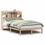vidaXL Pat cu bibliotecă fără saltea, 135x190 cm, lemn masiv de pin vidaXL Pat cu bibliotecă fără saltea, 135x190 cm, lemn masiv de pin