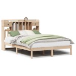 vidaXL Pat cu bibliotecă fără saltea, 140x190 cm, lemn masiv de pin vidaXL Pat cu bibliotecă fără saltea, 140x190 cm, lemn masiv de pin