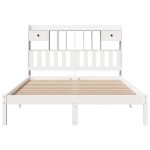 vidaXL Pat cu bibliotecă fără saltea, alb, 140x190 cm, lemn masiv pin vidaXL Pat cu bibliotecă fără saltea, alb, 140x190 cm, lemn masiv pin