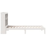 vidaXL Pat cu bibliotecă fără saltea, alb, 90x200 cm, lemn masiv pin vidaXL Pat cu bibliotecă fără saltea, alb, 90x200 cm, lemn masiv pin