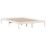 vidaXL Pat cu bibliotecă fără saltea, alb, 160x200 cm, lemn masiv pin