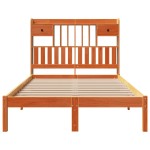 vidaXL Pat cu bibliotecă fără saltea maro 135x190 cm lemn masiv de pin