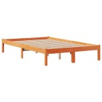 vidaXL Pat cu bibliotecă fără saltea maro 135x190 cm lemn masiv de pin