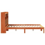 vidaXL Pat cu bibliotecă fără saltea maro 135x190 cm lemn masiv de pin