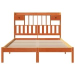 vidaXL Pat cu bibliotecă fără saltea maro 150x200 cm lemn masiv de pin