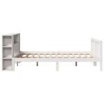 vidaXL Pat cu bibliotecă fără saltea, alb, 140x190 cm, lemn masiv pin