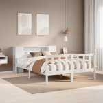 vidaXL Cadru de pat fără saltea, alb, 120x200 cm, lemn masiv pin vidaXL Cadru de pat fără saltea, alb, 120x200 cm, lemn masiv pin