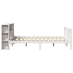 vidaXL Pat cu bibliotecă fără saltea, alb, 150x200 cm, lemn masiv pin vidaXL Pat cu bibliotecă fără saltea, alb, 150x200 cm, lemn masiv pin