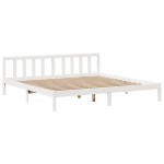 vidaXL Pat cu bibliotecă fără saltea, alb, 200x200 cm, lemn masiv pin