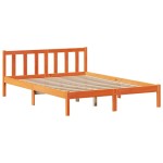 vidaXL Pat cu bibliotecă fără saltea, maro, 120x190 cm, lemn masiv pin vidaXL Pat cu bibliotecă fără saltea, maro, 120x190 cm, lemn masiv pin
