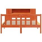 vidaXL Pat cu bibliotecă fără saltea maro 135x190 cm lemn masiv de pin vidaXL Pat cu bibliotecă fără saltea maro 135x190 cm lemn masiv de pin