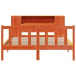vidaXL Pat cu bibliotecă fără saltea maro 140x190 cm lemn masiv de pin