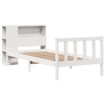 vidaXL Pat cu bibliotecă fără saltea, alb, 75x190 cm, lemn masiv pin vidaXL Pat cu bibliotecă fără saltea, alb, 75x190 cm, lemn masiv pin