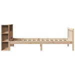 vidaXL Pat cu bibliotecă fără saltea, 100x200 cm, lemn masiv pin