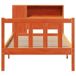 vidaXL Pat cu bibliotecă fără saltea, maro, 100x200 cm, lemn masiv pin vidaXL Pat cu bibliotecă fără saltea, maro, 100x200 cm, lemn masiv pin