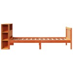 vidaXL Pat cu bibliotecă fără saltea, maro, 100x200 cm, lemn masiv pin vidaXL Pat cu bibliotecă fără saltea, maro, 100x200 cm, lemn masiv pin