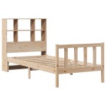 vidaXL Pat cu bibliotecă fără saltea, 90x190 cm, lemn masiv de pin vidaXL Pat cu bibliotecă fără saltea, 90x190 cm, lemn masiv de pin