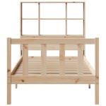 vidaXL Pat cu bibliotecă fără saltea, 90x190 cm, lemn masiv de pin vidaXL Pat cu bibliotecă fără saltea, 90x190 cm, lemn masiv de pin