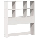 vidaXL Pat cu bibliotecă fără saltea, alb, 90x190 cm, lemn masiv pin vidaXL Pat cu bibliotecă fără saltea, alb, 90x190 cm, lemn masiv pin