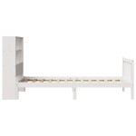 vidaXL Pat cu bibliotecă fără saltea, alb, 90x190 cm, lemn masiv pin vidaXL Pat cu bibliotecă fără saltea, alb, 90x190 cm, lemn masiv pin