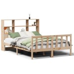 vidaXL Pat cu bibliotecă fără saltea, 140x190 cm, lemn masiv de pin vidaXL Pat cu bibliotecă fără saltea, 140x190 cm, lemn masiv de pin