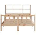 vidaXL Pat cu bibliotecă fără saltea, 140x190 cm, lemn masiv de pin vidaXL Pat cu bibliotecă fără saltea, 140x190 cm, lemn masiv de pin