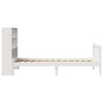 vidaXL Pat cu bibliotecă fără saltea, alb, 90x200 cm, lemn masiv pin