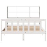 vidaXL Pat cu bibliotecă fără saltea, alb, 140x200 cm, lemn masiv pin