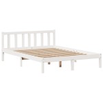 vidaXL Pat cu bibliotecă fără saltea, alb, 140x200 cm, lemn masiv pin