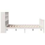 vidaXL Pat cu bibliotecă fără saltea, alb, 140x200 cm, lemn masiv pin