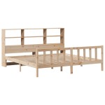 vidaXL Pat cu bibliotecă fără saltea, 180x200 cm, lemn masiv de pin