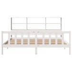 vidaXL Pat cu bibliotecă fără saltea, alb, 200x200 cm, lemn masiv pin vidaXL Pat cu bibliotecă fără saltea, alb, 200x200 cm, lemn masiv pin