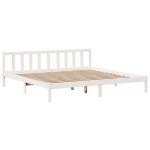 vidaXL Pat cu bibliotecă fără saltea, alb, 200x200 cm, lemn masiv pin vidaXL Pat cu bibliotecă fără saltea, alb, 200x200 cm, lemn masiv pin