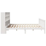 vidaXL Pat cu bibliotecă fără saltea, alb, 200x200 cm, lemn masiv pin vidaXL Pat cu bibliotecă fără saltea, alb, 200x200 cm, lemn masiv pin