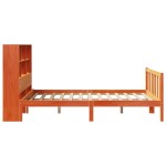 vidaXL Pat cu bibliotecă fără saltea, maro, 120x190 cm, lemn masiv pin vidaXL Pat cu bibliotecă fără saltea, maro, 120x190 cm, lemn masiv pin