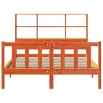 vidaXL Pat cu bibliotecă fără saltea maro 135x190 cm lemn masiv de pin