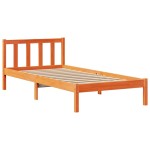 vidaXL Pat cu bibliotecă fără saltea, maro, 90x200 cm, lemn masiv pin vidaXL Pat cu bibliotecă fără saltea, maro, 90x200 cm, lemn masiv pin