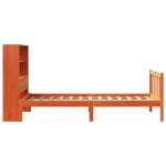 vidaXL Pat cu bibliotecă fără saltea, maro, 90x200 cm, lemn masiv pin vidaXL Pat cu bibliotecă fără saltea, maro, 90x200 cm, lemn masiv pin