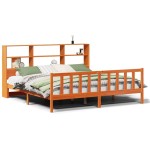 vidaXL Pat cu bibliotecă fără saltea maro 180x200 cm lemn masiv de pin