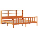 vidaXL Pat cu bibliotecă fără saltea maro 200x200 cm lemn masiv de pin