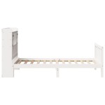 vidaXL Pat cu bibliotecă fără saltea, alb, 75x190 cm, lemn masiv pin vidaXL Pat cu bibliotecă fără saltea, alb, 75x190 cm, lemn masiv pin