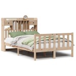 vidaXL Pat cu bibliotecă fără saltea, 135x190 cm, lemn masiv de pin vidaXL Pat cu bibliotecă fără saltea, 135x190 cm, lemn masiv de pin