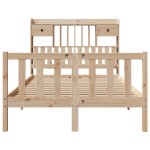 vidaXL Pat cu bibliotecă fără saltea, 135x190 cm, lemn masiv de pin vidaXL Pat cu bibliotecă fără saltea, 135x190 cm, lemn masiv de pin