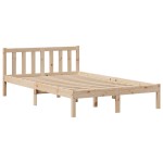 vidaXL Pat cu bibliotecă fără saltea, 135x190 cm, lemn masiv de pin vidaXL Pat cu bibliotecă fără saltea, 135x190 cm, lemn masiv de pin