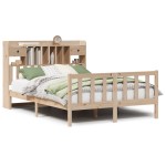 vidaXL Pat cu bibliotecă fără saltea, 140x190 cm, lemn masiv de pin vidaXL Pat cu bibliotecă fără saltea, 140x190 cm, lemn masiv de pin