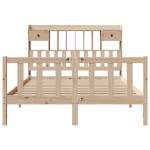 vidaXL Pat cu bibliotecă fără saltea, 140x190 cm, lemn masiv de pin vidaXL Pat cu bibliotecă fără saltea, 140x190 cm, lemn masiv de pin