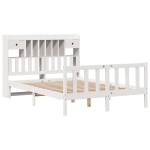 vidaXL Pat cu bibliotecă fără saltea, alb, 140x190 cm, lemn masiv pin vidaXL Pat cu bibliotecă fără saltea, alb, 140x190 cm, lemn masiv pin
